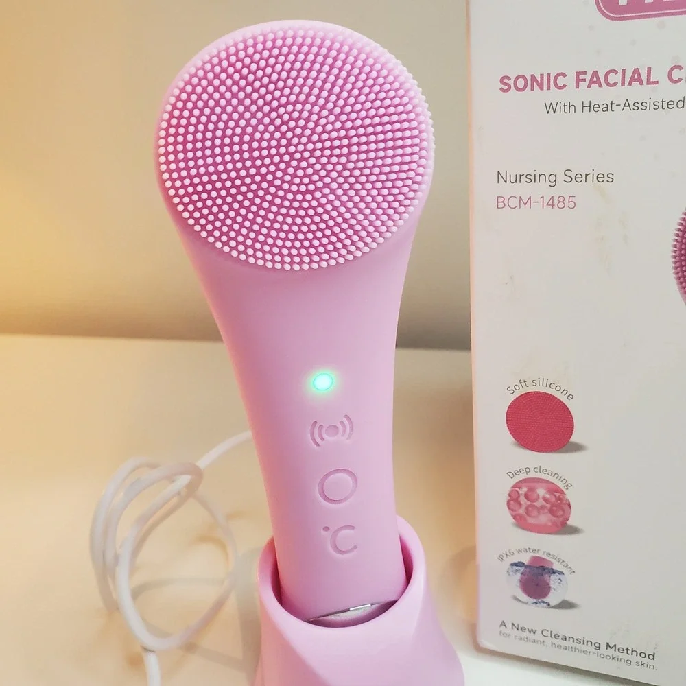 Pritech Sonic Facial Cleansing Brush Heat-Assisted Pink BCM-1485 NWT